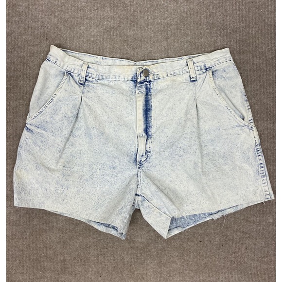 VTG WRANGLER Hi Rise Denim Mom Jean Shorts Women Size 38 Light Wash 80s 90s - Picture 1 of 7